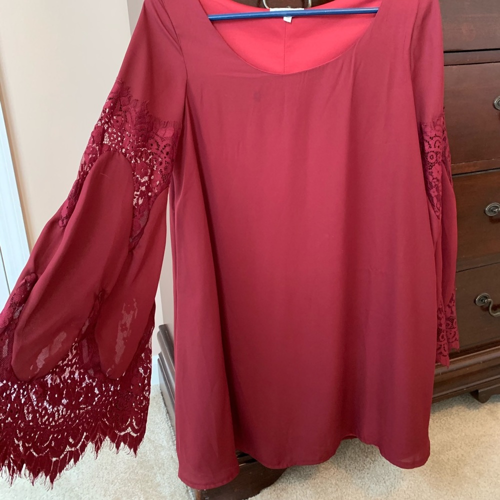 Red Charolette Russe Long Sleeve Dress